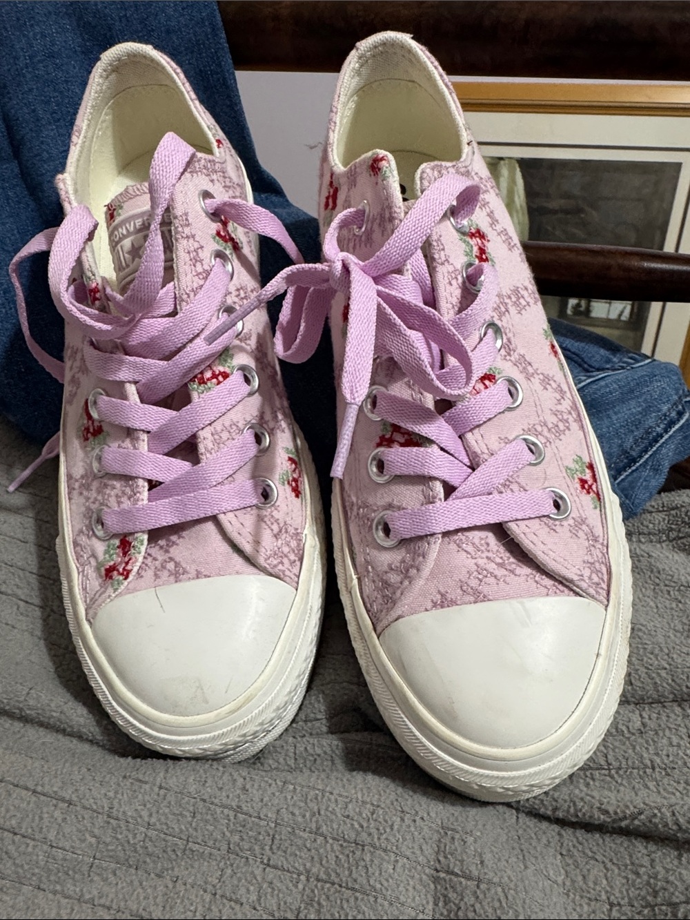 Women’s Converse  Floral Pink Canvas Low-Top Sneakers